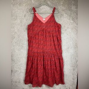Joie Dress Womens XXL Red Cotton Sleeveless Lined Midi Length V Neck- 2302*